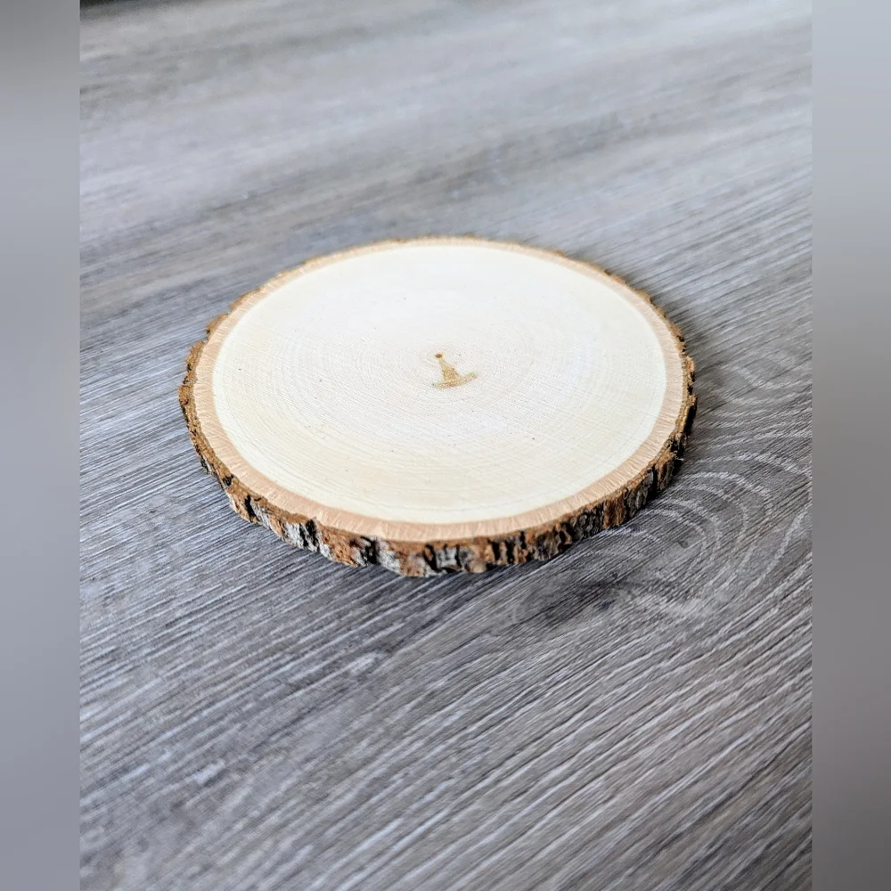 4 Rustic Linden Tree Wood Coasters - Picture 4 of 6